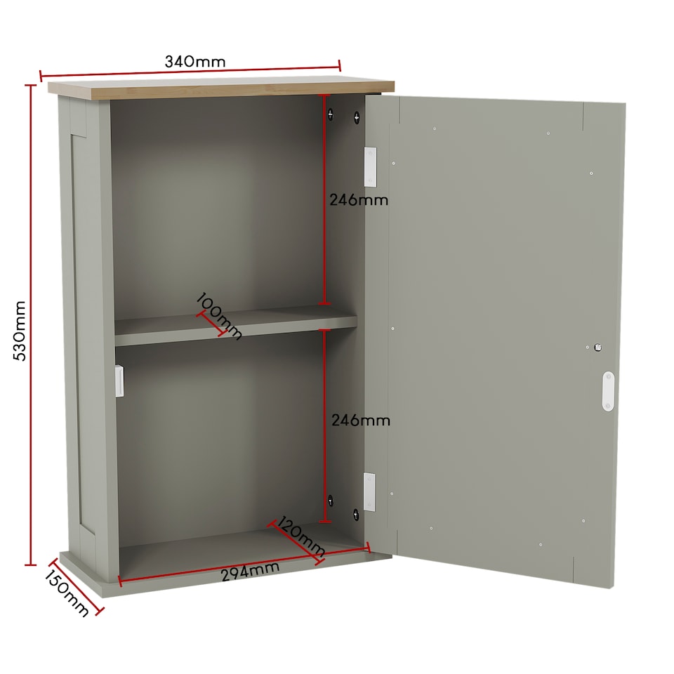 image 1 of Bath Vida Priano 1 Door Mirrored Wall Mounted Bathroom Cabinet, Grey & Oak | Grey | Grey & Oak | 1