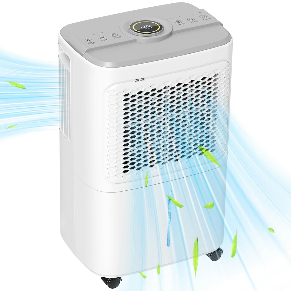 image 1 of HOMCOM 12L/Day Small Dehumidifier for Home Damp, with Humidity Light