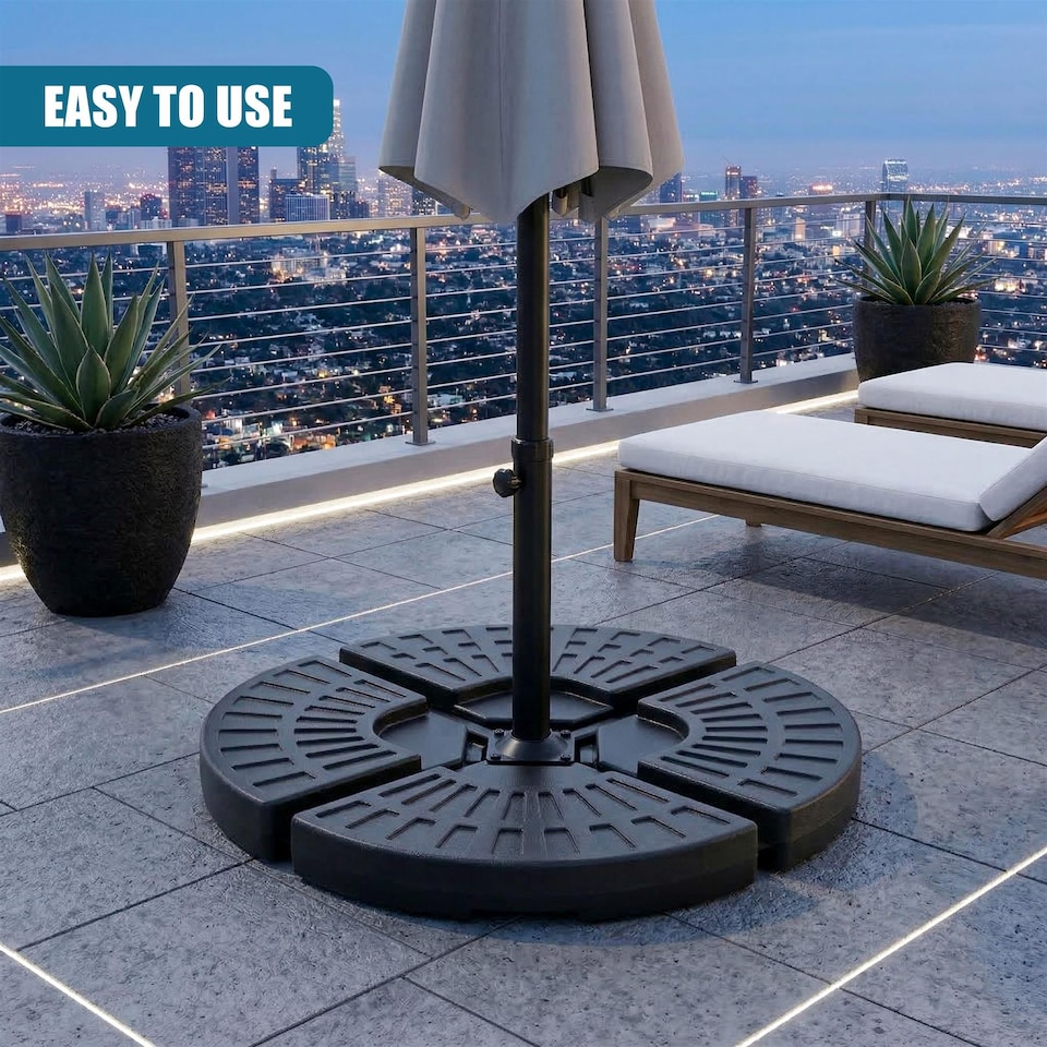 image 1 of GEEZY Round Parasol Base Set of 4 Heavy Duty Weights for Cantilever Umbrella Stands Patio