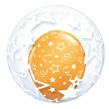 Qualatex 24 Inch Single Stylish Star Pattern Bubble Balloon - Clear - One Size