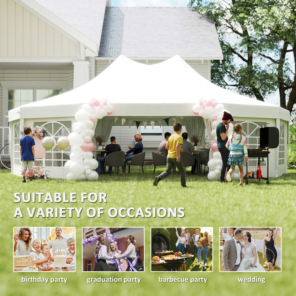image 1 of Outsunny 10 Sides Heavy Duty Tent Gazebo Outdoor Party Wedding Event Marquee