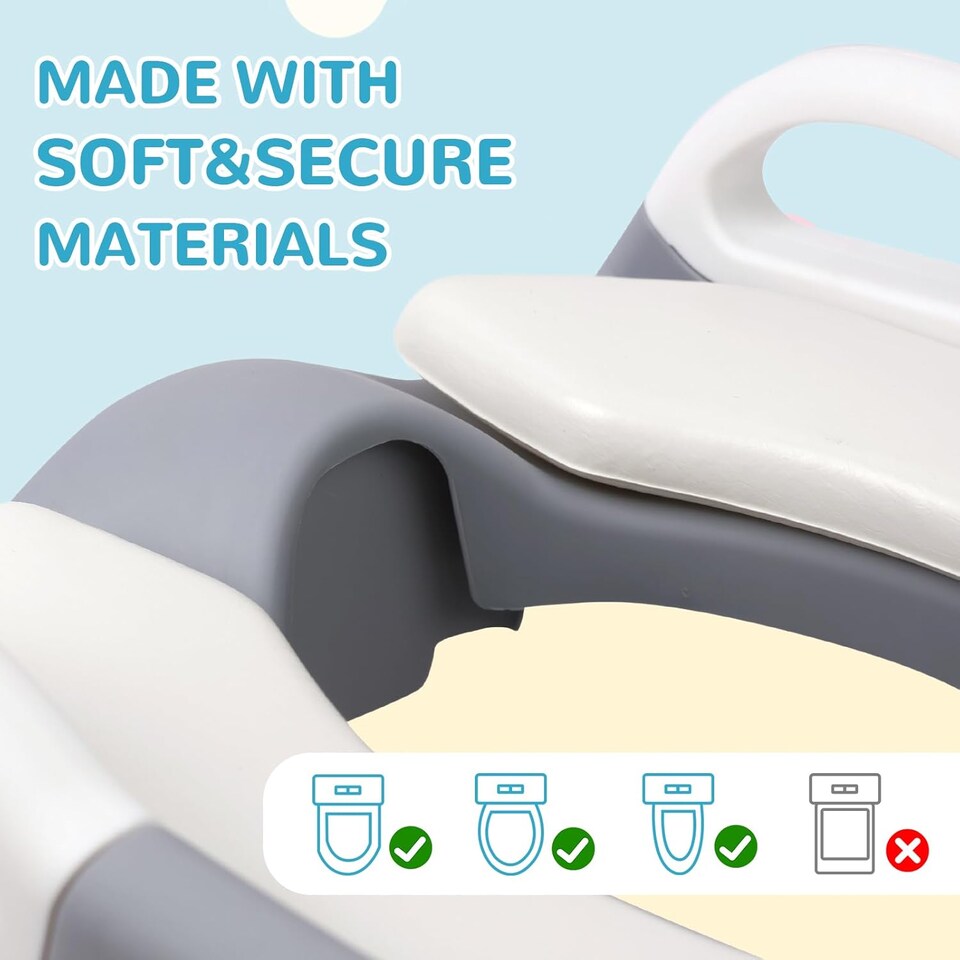 image 1 of Alivio 2-in-1 Kids Potty Training Seat with Adjustable Ladder and Foldable Potty