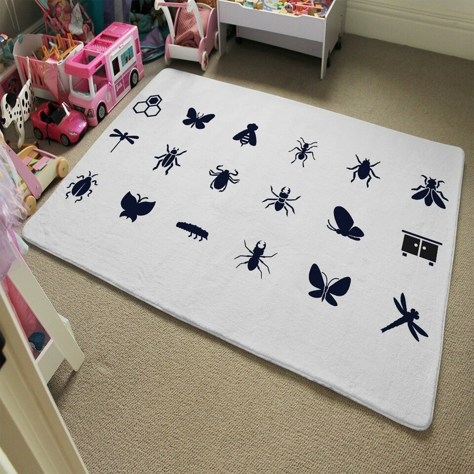 image 1 of Insect icons (Rug) White | L