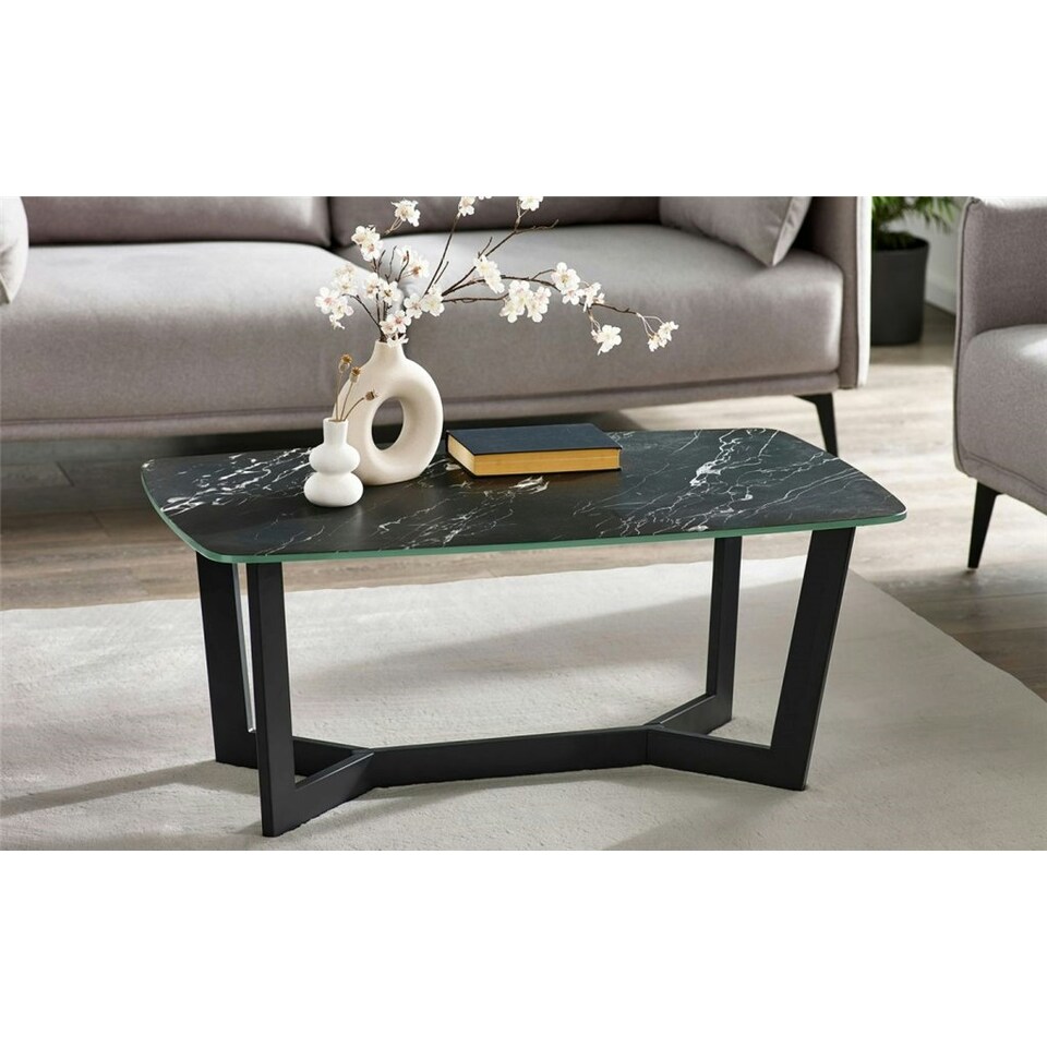 image 1 of Stylish Black Marble Coffee Table | Black | Black