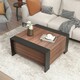 image 3 of COSTWAY Coffee Table w/Sliding Top Extendable Cocktail TeaTable Brown