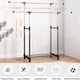 image 4 of Double-rail Adjustable Garment Rack Clothing Rail Stand on Castor Wheels with Hanging Rail and Storage Shelf | Multi | One Size