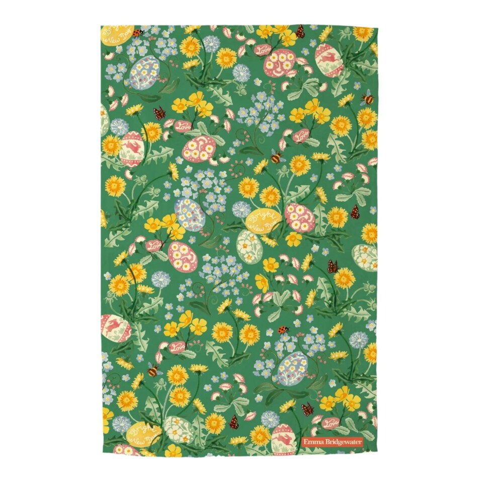 Tea Towel: 1 x Emma Bridgewater Easter Hunt Tea Towel, 100% Cotton Green