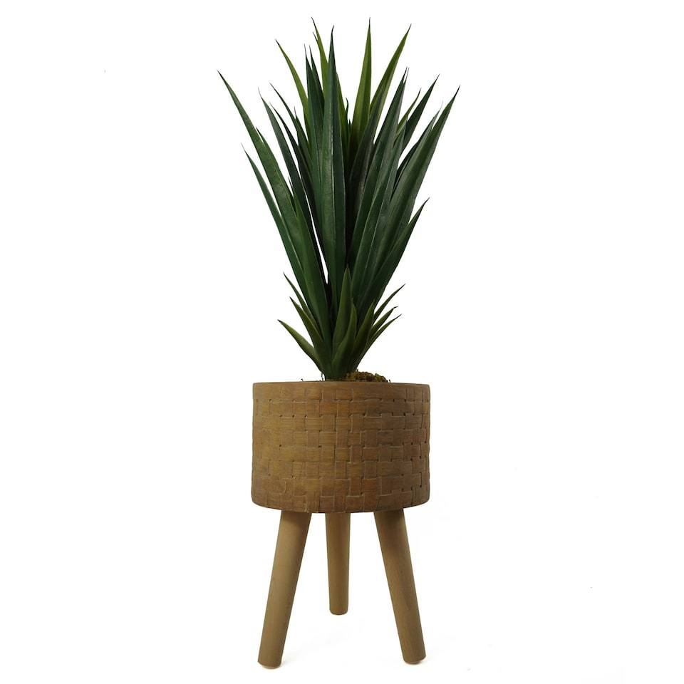 image 1 of 36cm x 25cm Woven Effect Composite Large Planter Brown