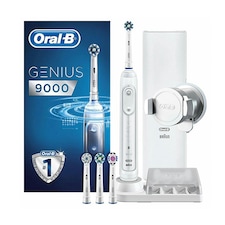 Oral-B Genius 9000 CrossAction Electric 6 Modes Toothbrush with 4 Heads - White