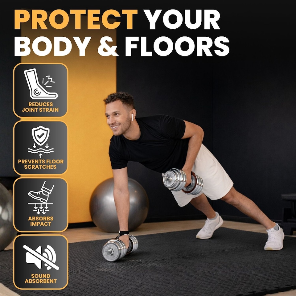 image 1 of Soft Interlocking Floor Mats Set - Non-Slip Foam Tiles EVA Puzzle Mats for Gym, Garage, Home Workout, Playroom, or Office