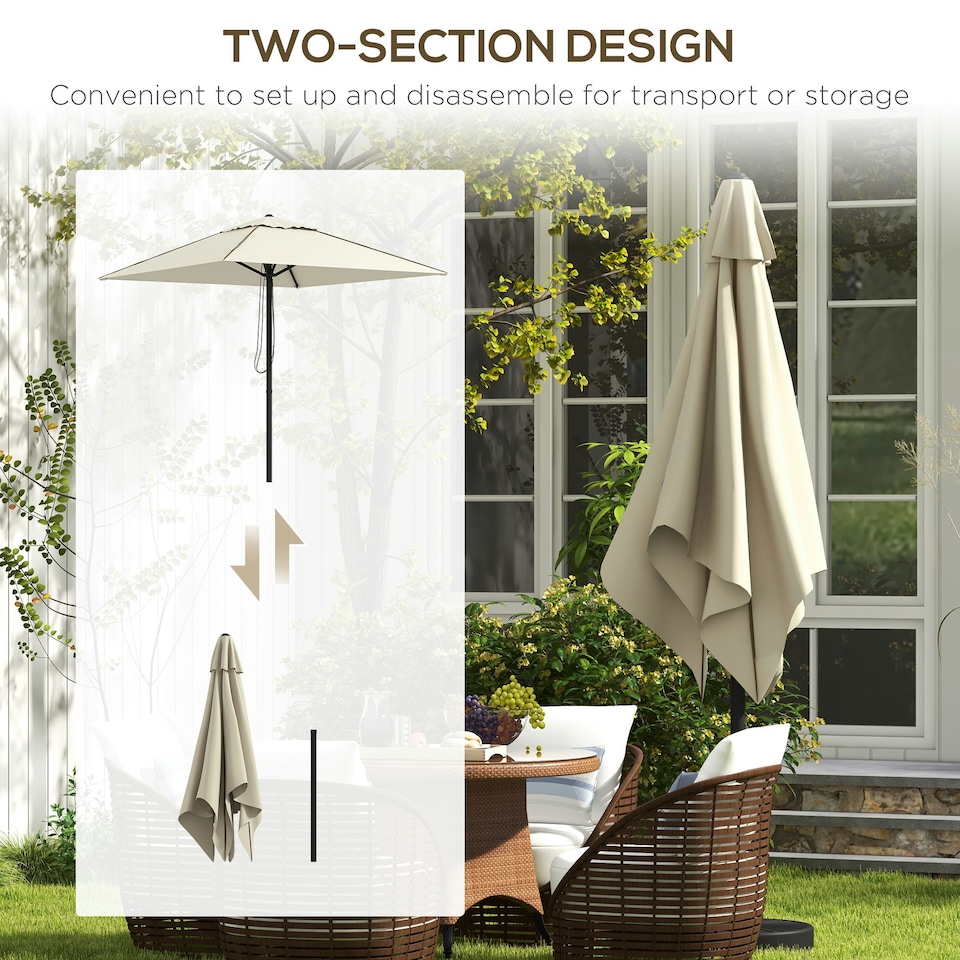 image 1 of Outsunny Sun Parasol with Vent, Table Umbrella for Patio, Garden, Pool, Beige