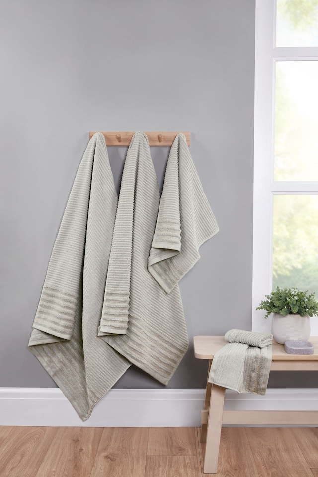 image 1 of Linear Pure Cotton Face Cloth Towels Set Of 4 | Grey | Face cloth | 4