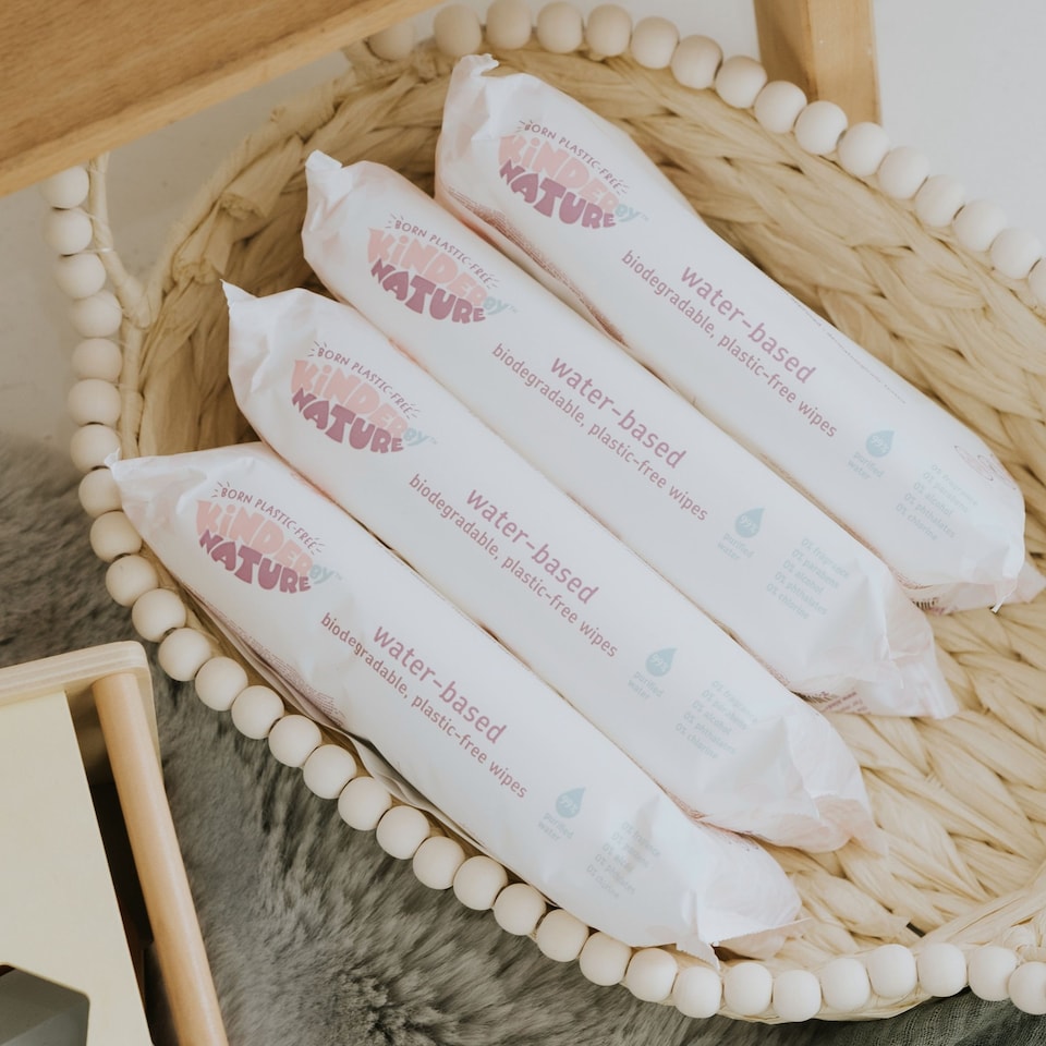 image 1 of Kinder by Nature Water-Based wipes - 12 packs x 56 wipes