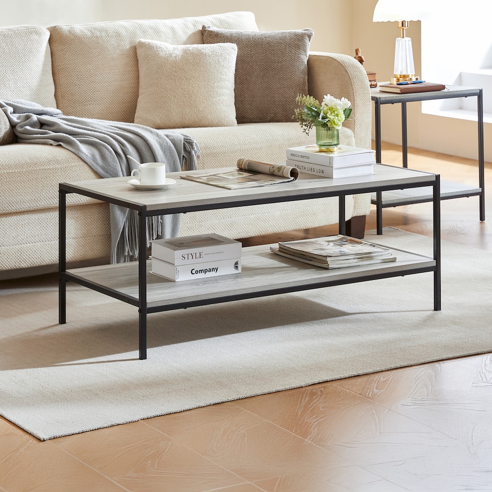 image 1 of Vida Designs Brooklyn Coffee Table Industrial Side Living Room Table, Grey