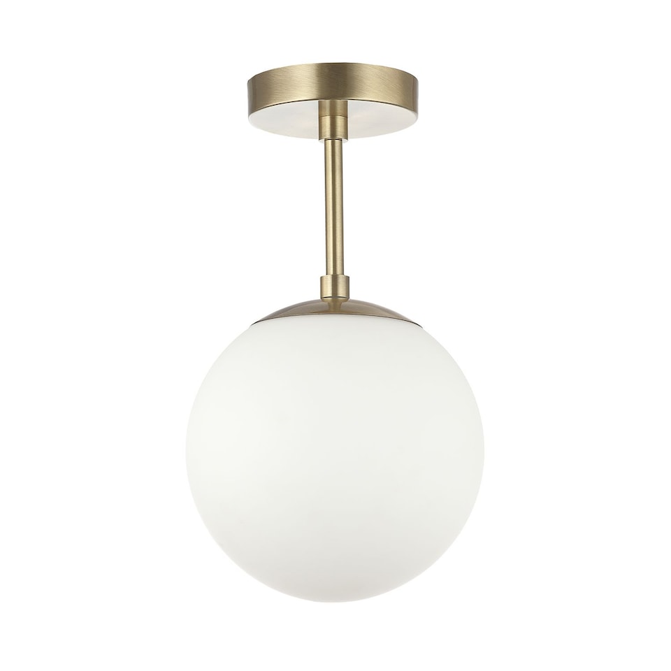 image 1 of Traditional Glass Globe IP44 Bathroom Ceiling Light Fixture in Antique Brass | Gold | Antique Brass | 1