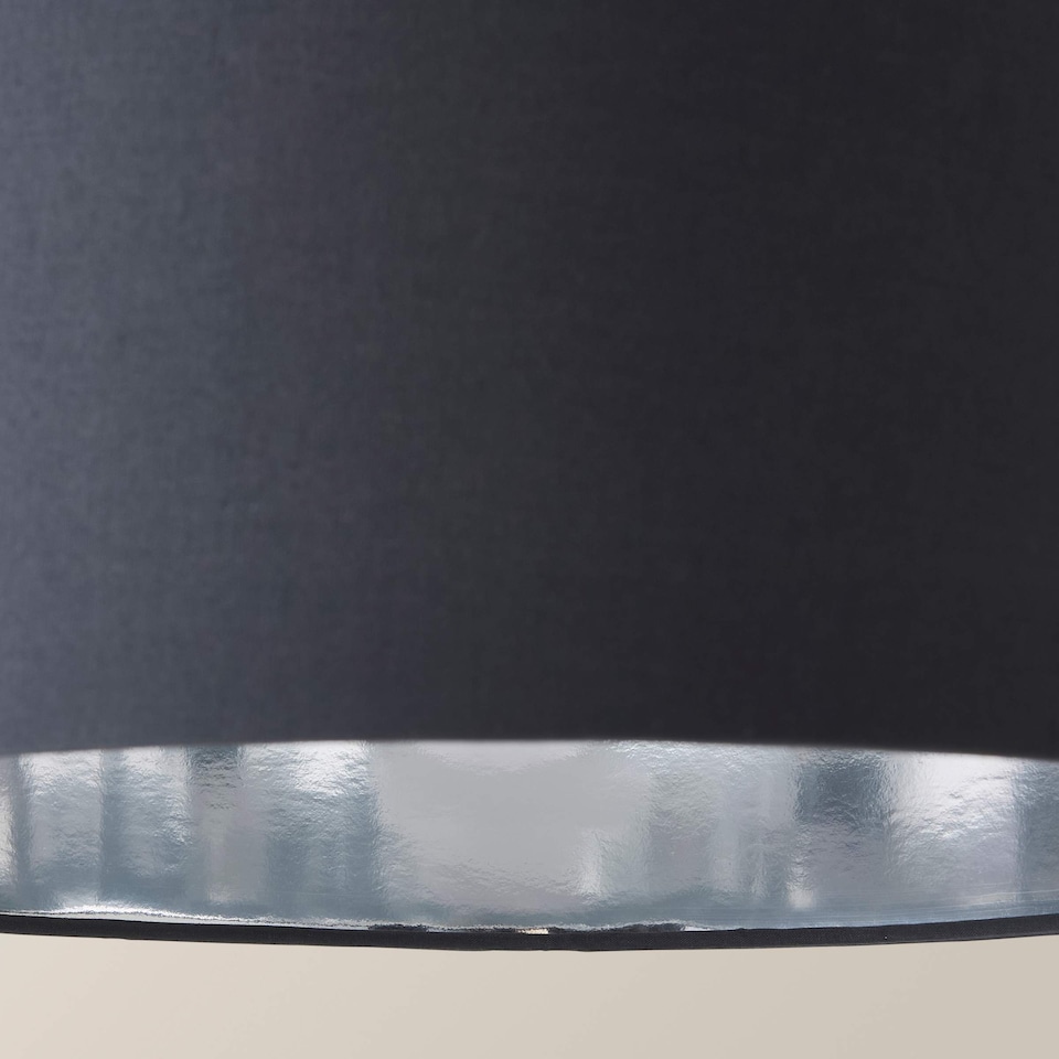 image 1 of ValueLights Reni Medium Charcoal Fabric Chrome Inner Lamp Shade | Grey