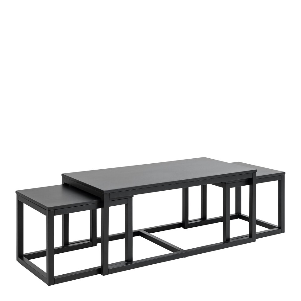 image 1 of Cornus Square Coffee Table Set in Matt Black Set of 3