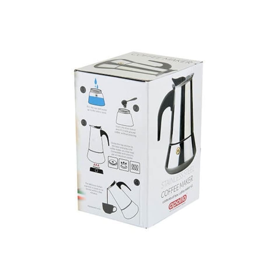image 1 of Apollo Stainless Steel Induction 2 Cup Coffee Maker