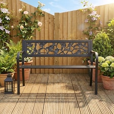 Garden Vida 3 Seater Steel Garden Bench Outdoor Patio Seating, Rose
