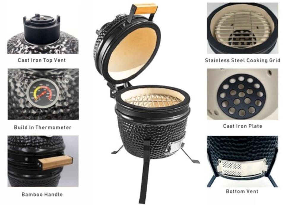 image 1 of Kamado Egg Ceramic Charcoal BBQ Barbecue Grill Roaster Smoker 13″