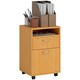 image 1 of HOMCOM 60cm Filing Cabinet with Drawer, Open Shelf, Metal Handles and 4 Wheels, Office Home Organiser Mobile Printer, Natural Wood Finish