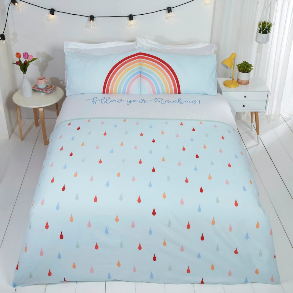 image 1 of Follow Your Rainbow Polycotton Duvet Cover Set with Pillowcase Multi | Single