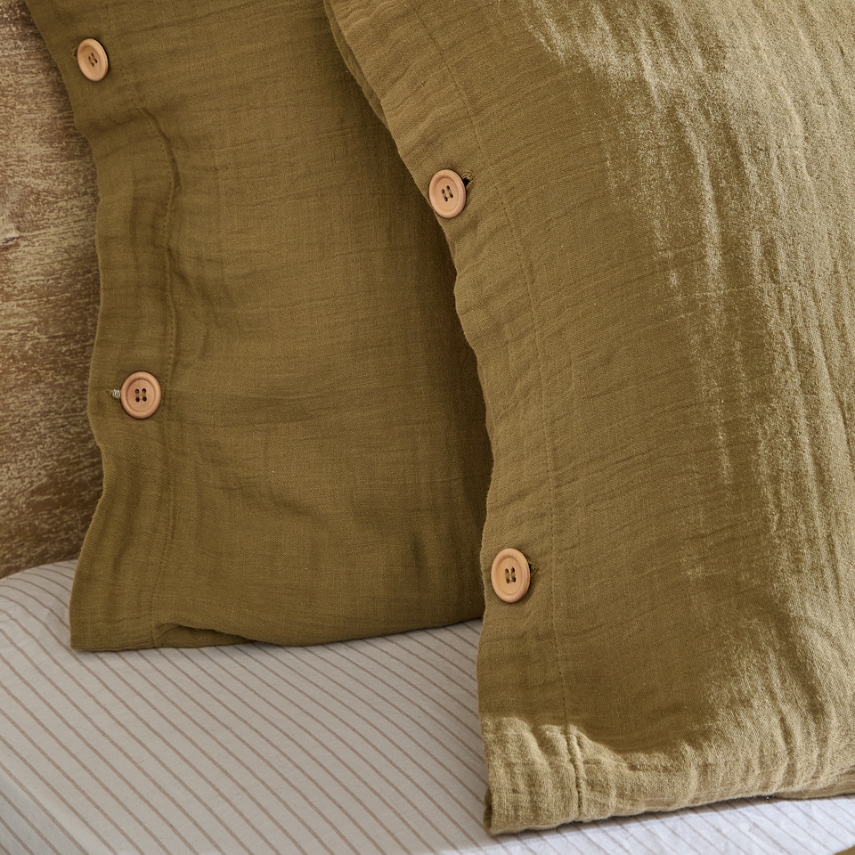 image 1 of Yard Lark Muslin Cotton Duvet Cover Set | Blue | Blue | King