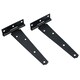 image 3 of 6" (150mm) Heavy Duty T Tee Hinges for Doors + Gates with Fixing Screws 2pc Black