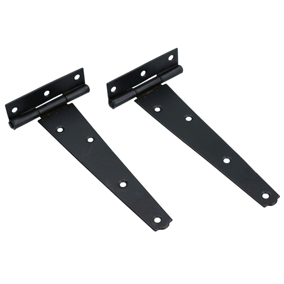 image 1 of 6" (150mm) Heavy Duty T Tee Hinges for Doors + Gates with Fixing Screws 2pc Black