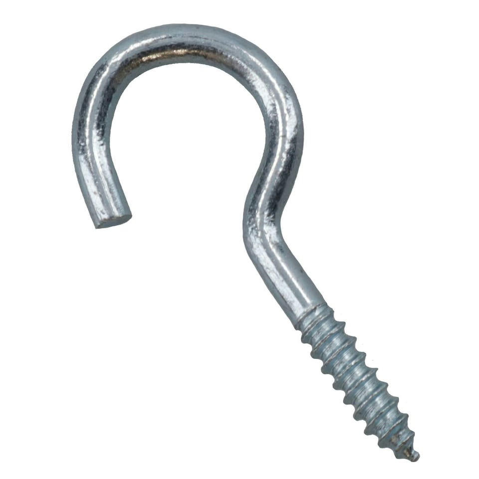 image 1 of Screw Hook Fasteners Hangers Zinc Coated Finish 12mm Dia 40mm length 12pc