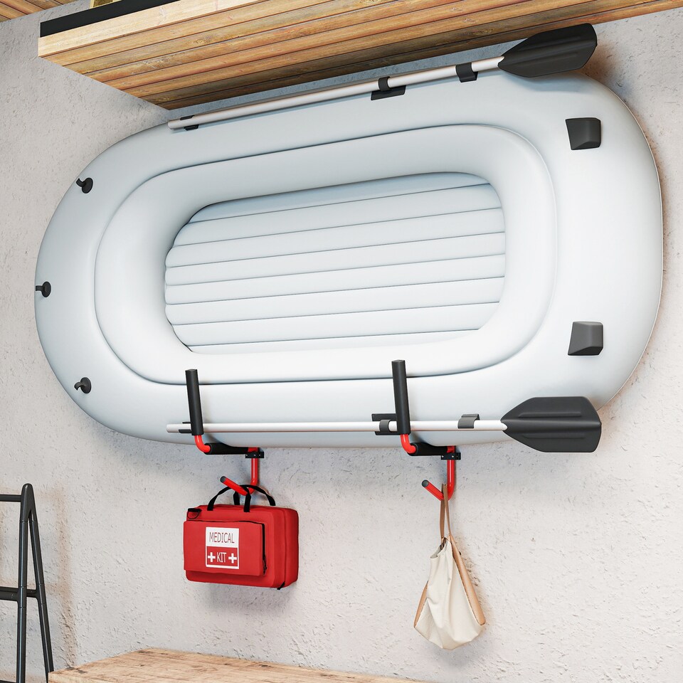 image 1 of HOMCOM Kayak Wall Mount Rack Heavy Duty Storing Storage Hangers Canoe W/ Fixings