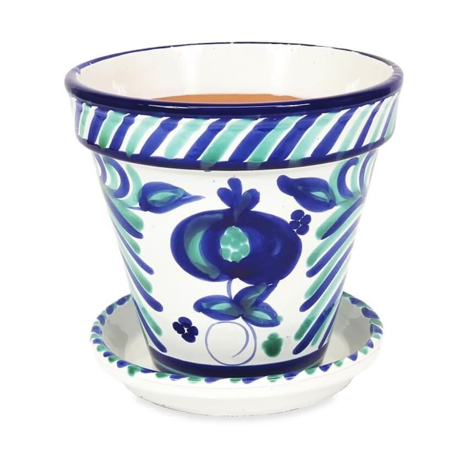 image 1 of Verano Spanish Ceramics Set of 3 Plant Pots & Drainage Plates - 16-29cm Granada