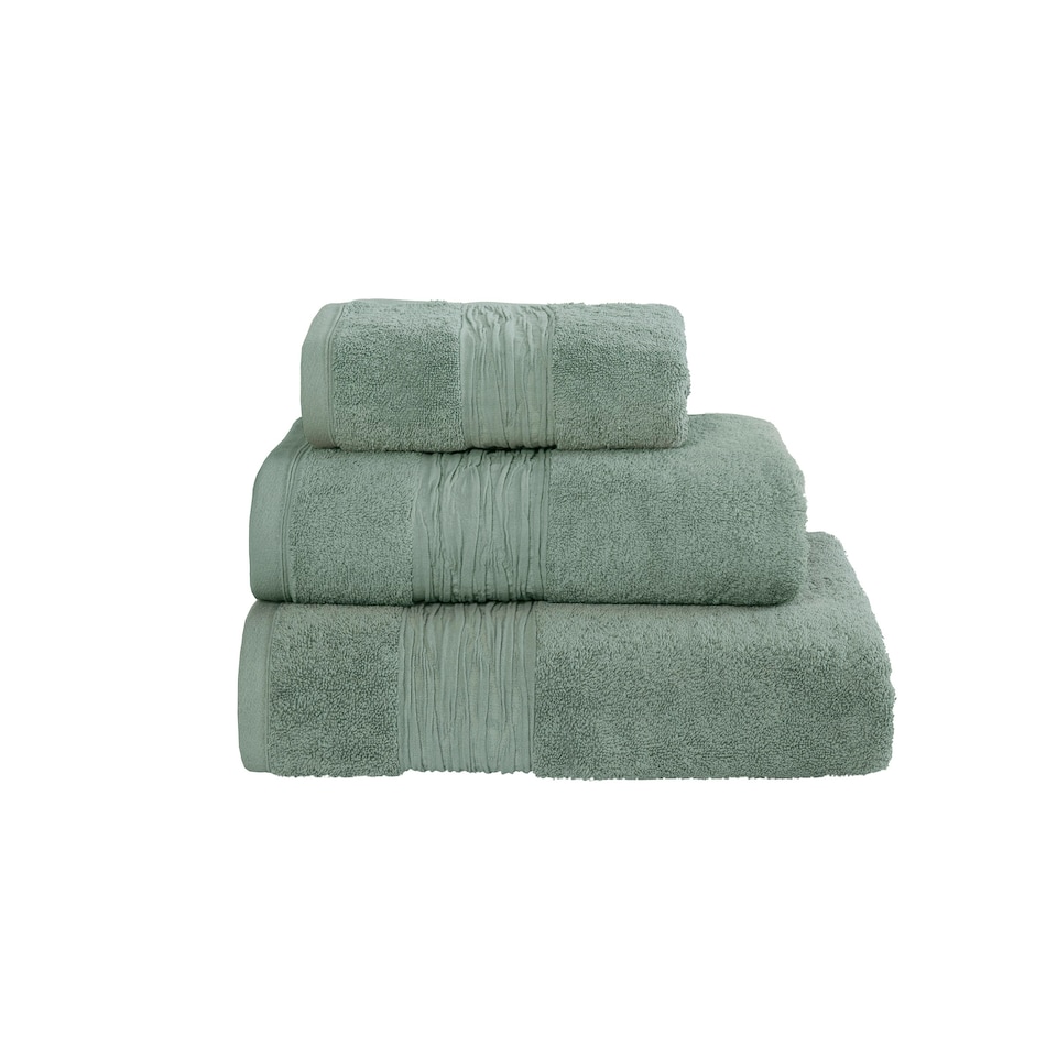 image 1 of Martex 600gsm Turkish Cotton Towel With Linen Blend Insert Border Green Hand Towel (pack of 2) Green
