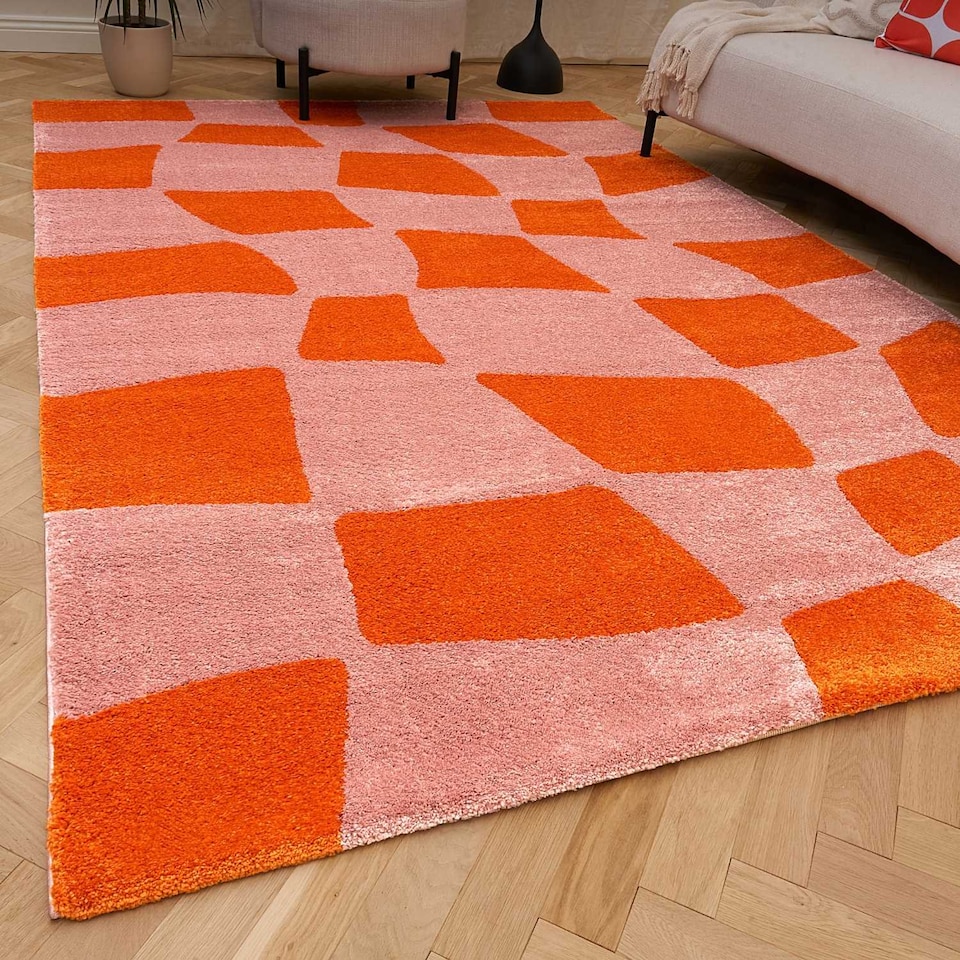 image 1 of The Rugs Joli Collection Chequered Soft and Dense Pile Living Room and Bedroom Floor Rug