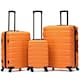 image 1 of Flight Knight Set of 3 Lightweight 4 Wheel ABS Hard Case Suitcases Cabin & Hold Luggage, 100+ Airlines Approved - easyJet, British Airways, Ryanair, Jet2 Orange | Orange / Black