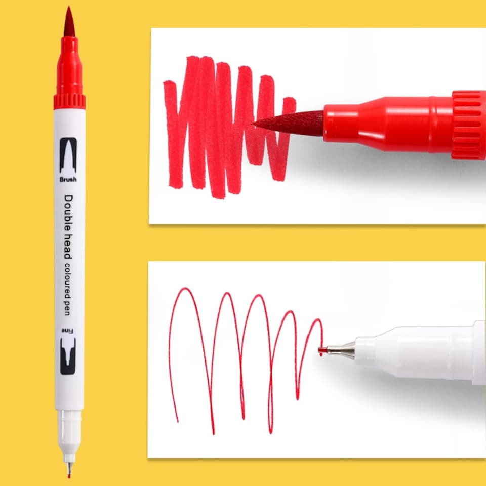 image 1 of Pack of 100 Assorted Colour Dual Tip Brush Pens