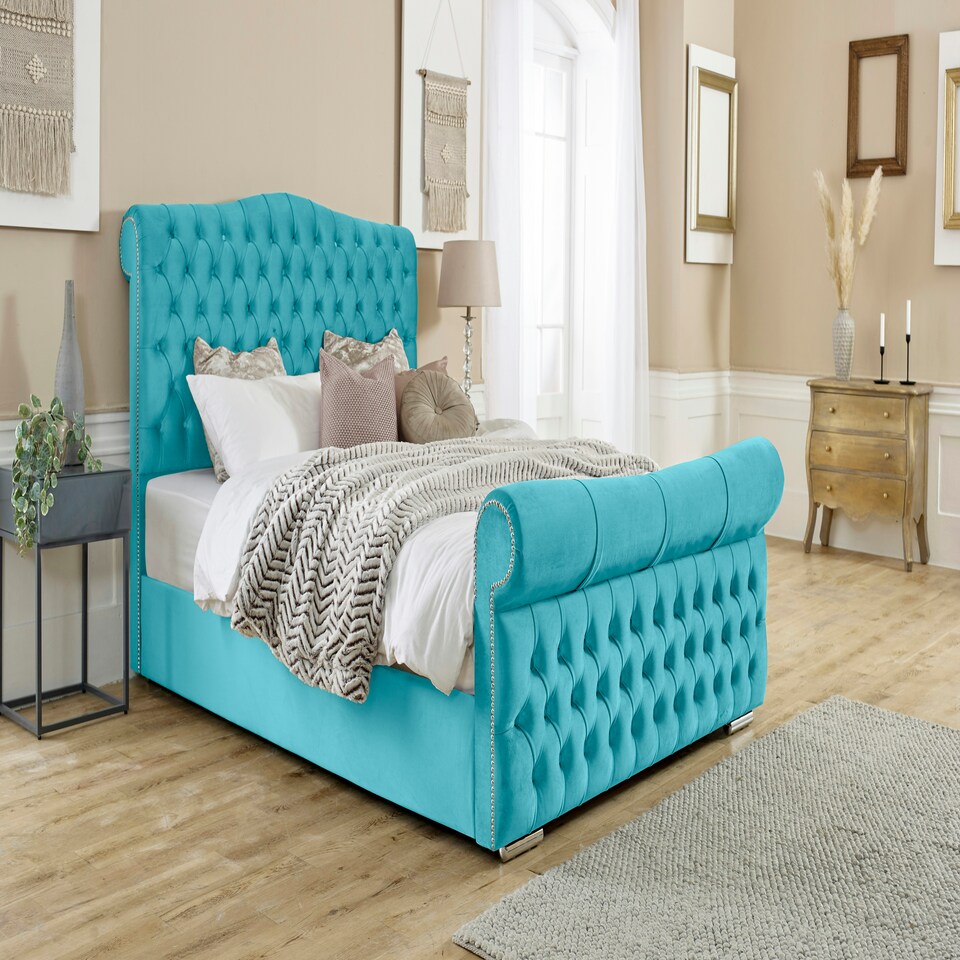 Casonova Plush King Bed Frame - Teal
