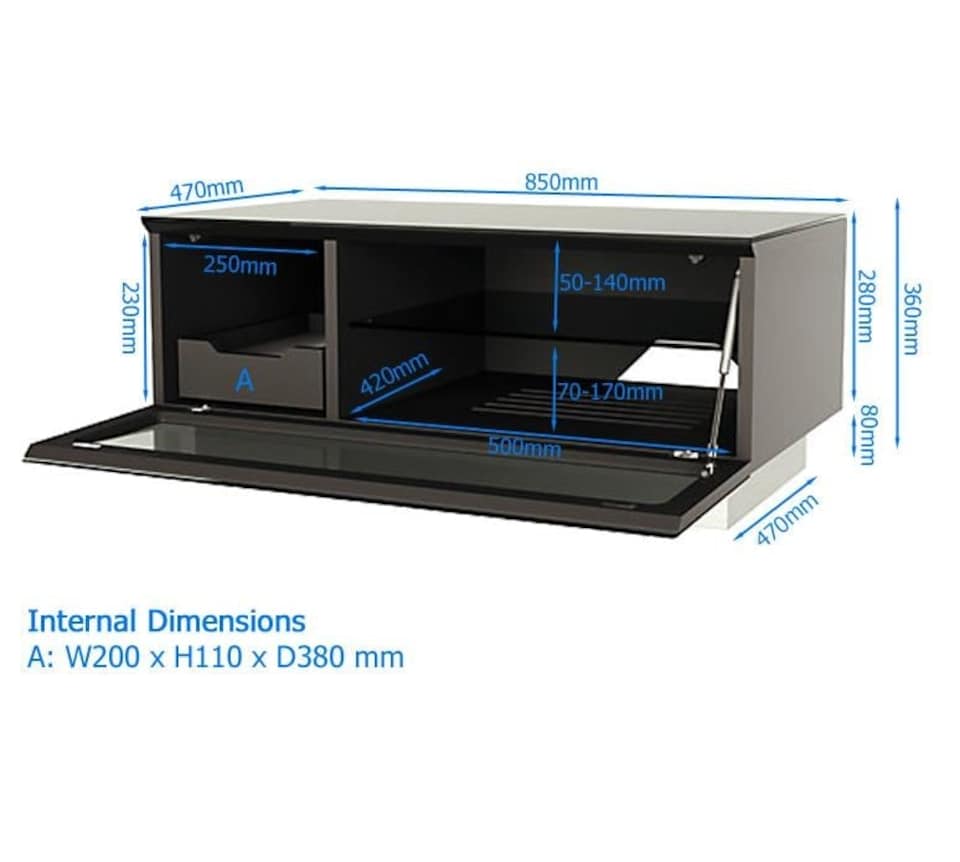 image 1 of Alphason TV-Stand with 1 Flap White, 850mm | White | White | One Size | 148