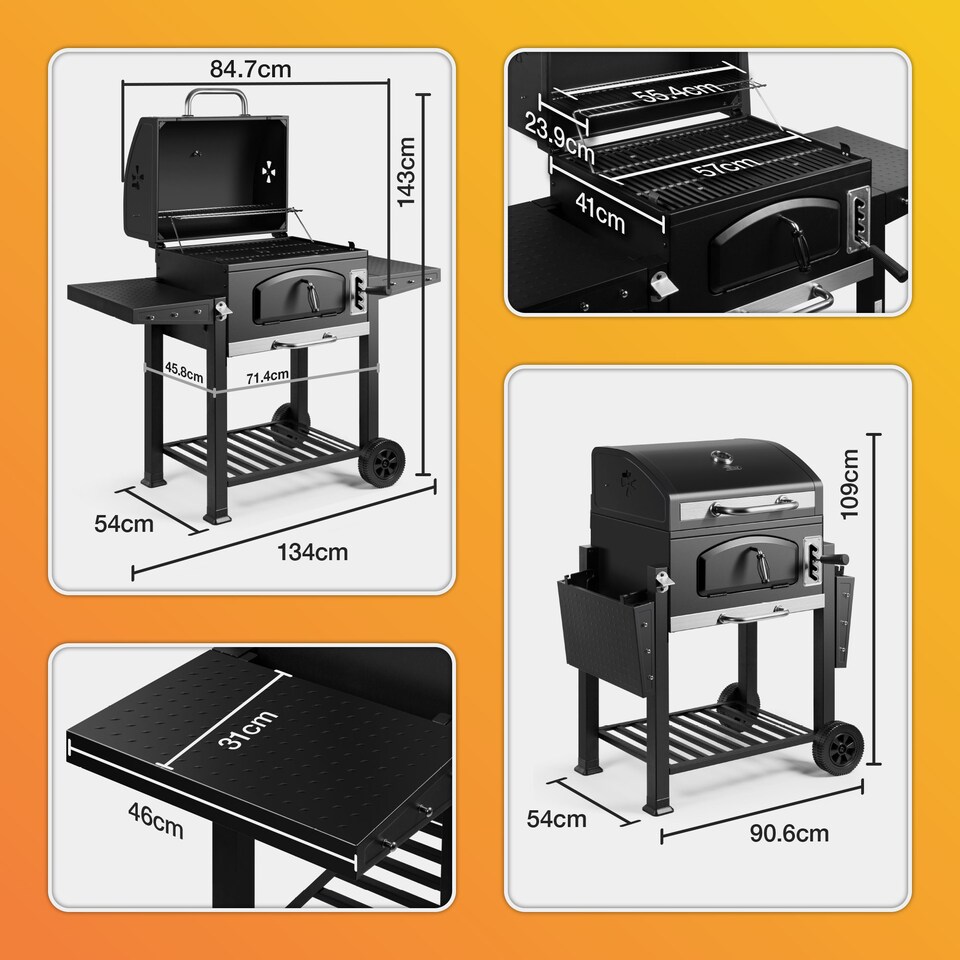 image 1 of VonHaus Charcoal BBQ XL Portable Barbecue