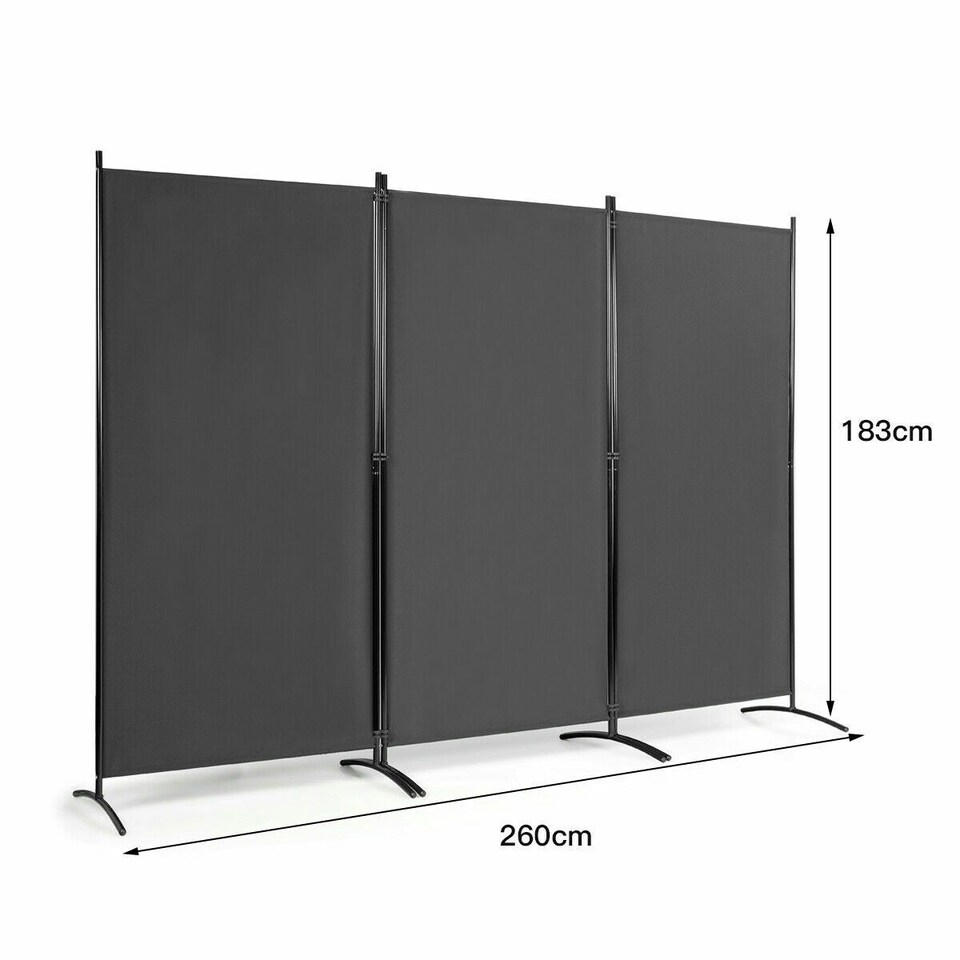 image 1 of COSTWAY 3 Panels Room Divider Folding Room Partition Grey Grey