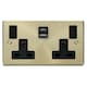 image 1 of SE HOME Satin / Brushed Brass 2 Gang 13A Type A & C USB Twin Double Switched Plug Socket Black | Satin Brass