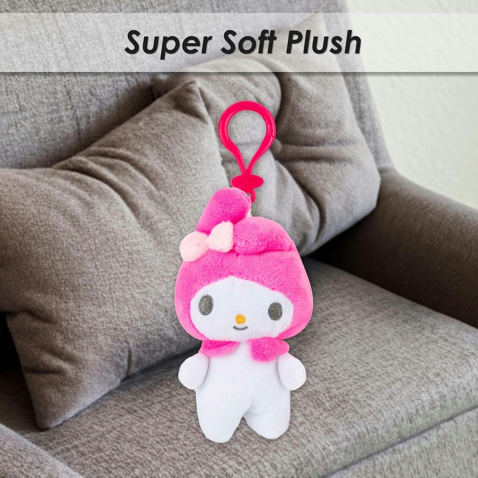 image 1 of Hello Kitty Soft Toy melody Clip On Cute Plush Huggable Cuddly 12cm Pink