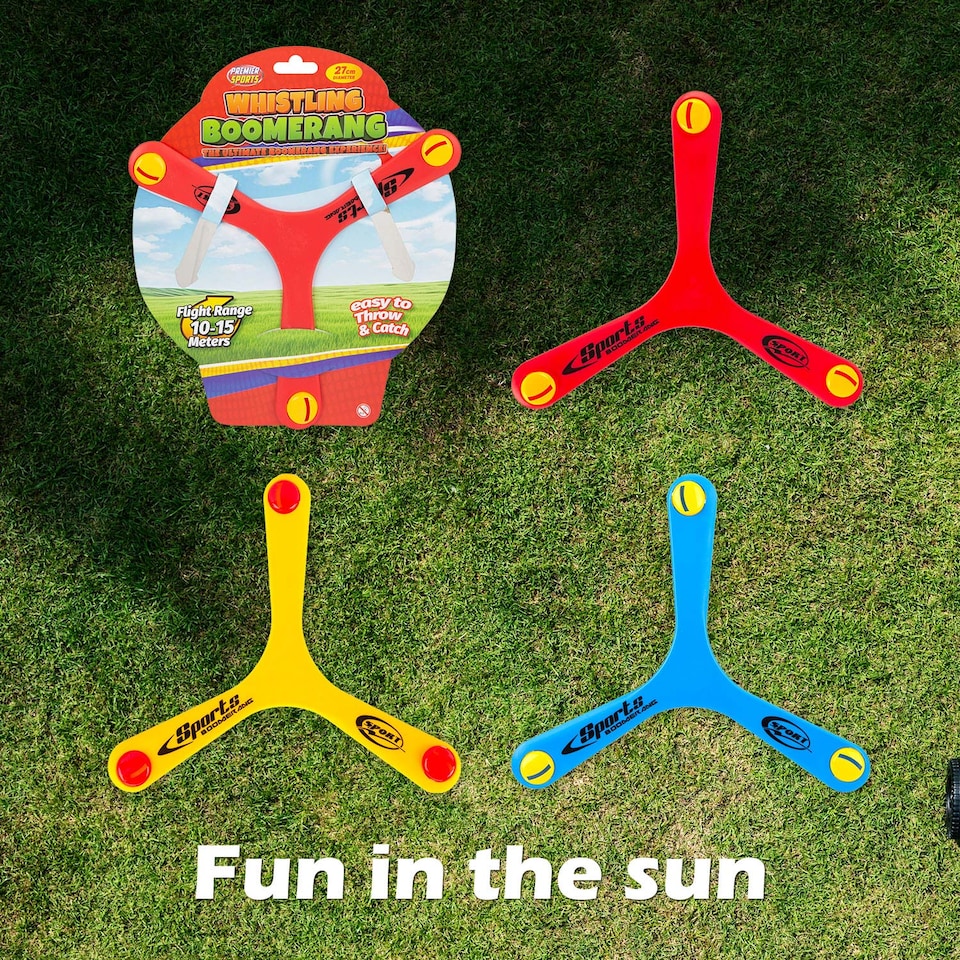 image 1 of PMS Whistling Boomerang Assorted Colours - 27cm Outdoor Summer Garden Game