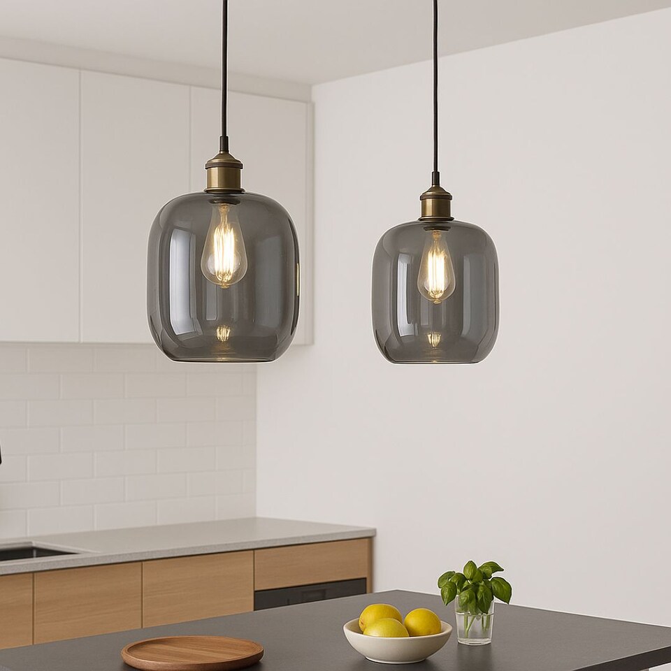 image 1 of CGC Lighting Lorna Smoked Glass Cylinder Lampshade