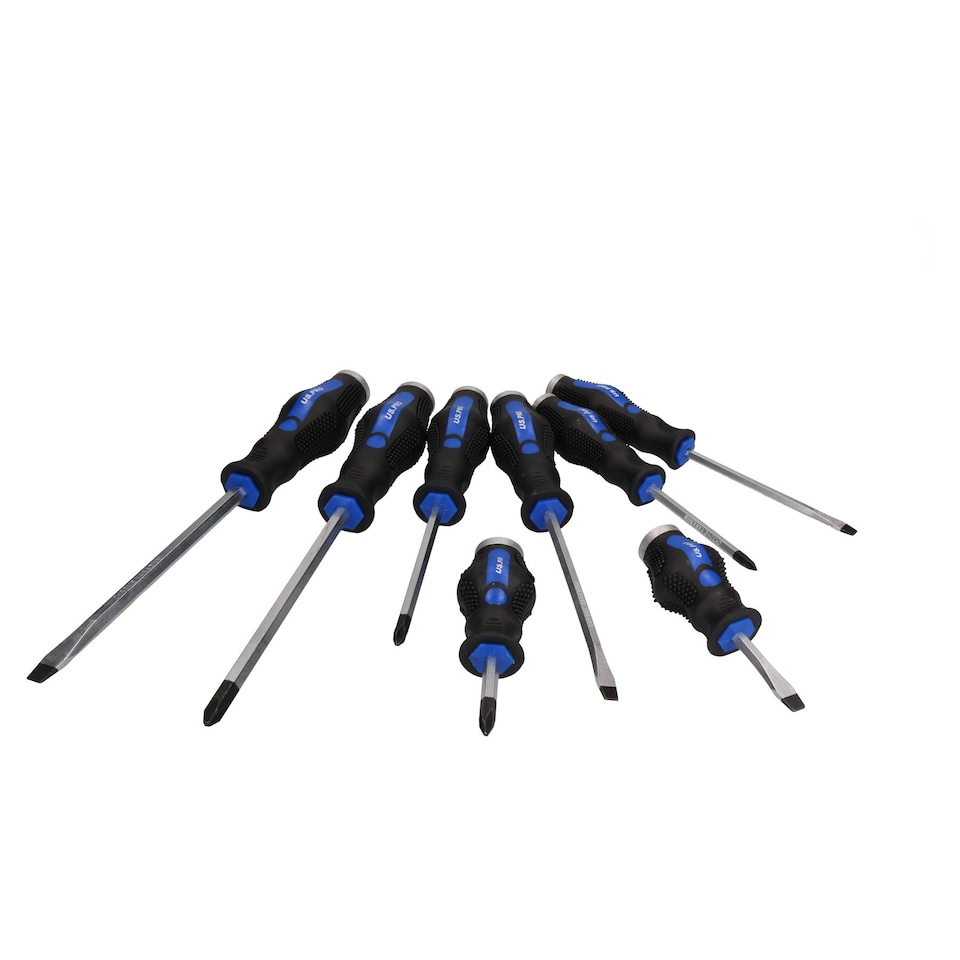 image 1 of 8pc Go Through Screwdriver Set Flat Bladed Headed Phillips Screws