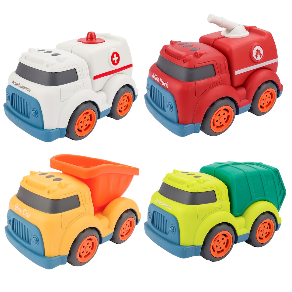 image 1 of Friction Powered Push & Go Truck Set – Pack of 4