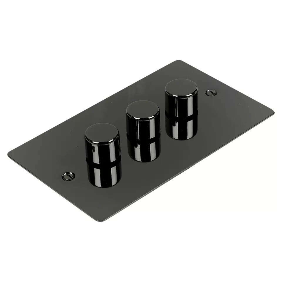 image 1 of Volex Crabtree Brass Gold 3-Gang Dimmer Light Switch