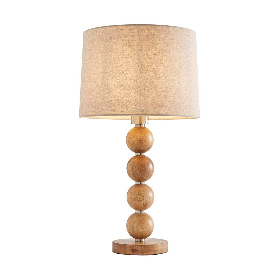 image 1 of Kayleigh Wooden Table Lamp with Cream Shade