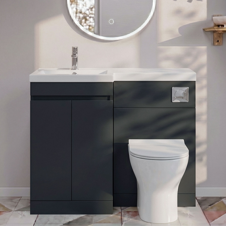 image 1 of Balterley Floor Standing Compact Unit with Left Hand Polymarble Basin