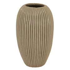 Pallida Collection Large Striped Vase - Ceramic - L19 x W19 x H33 cm - Brown | Brown
